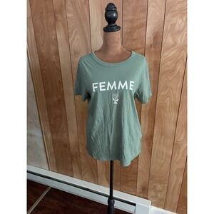 Old Navy Everywear Femme Rose Graphic Tee Sage Green Short Sleeve T-Shirt Medium